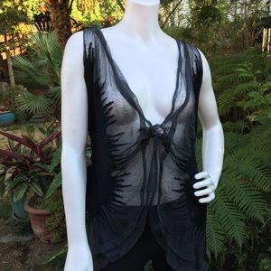 YOSHI YOSHI Sheer Black Vest w/Tie  Front